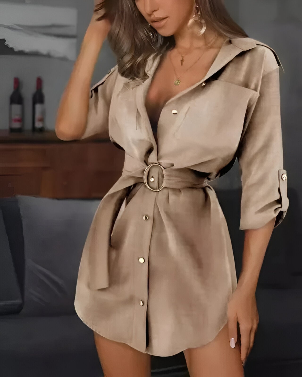 Ladina | Stylisches Lace-Up Shirtkleid