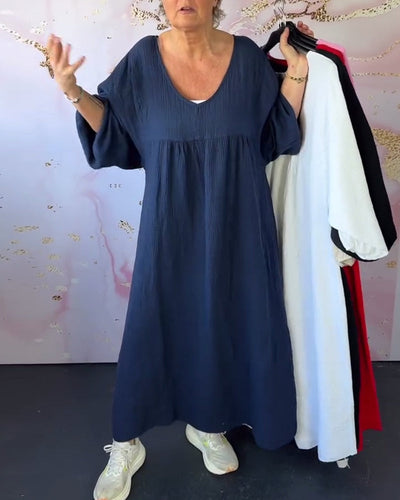 MIRAVO | Luftiges V-Ausschnitt Maxikleid mit Falten