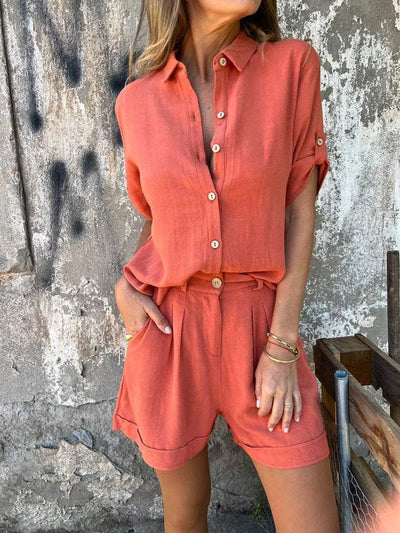 Elegantes damen-top und shorts-set