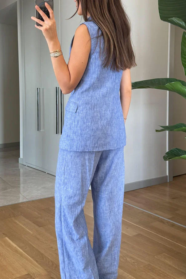 Zelia® | Modisches Zweiteiler-Set aus Weste und Hose mit Revers