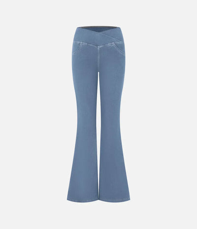 Geschwungene jeans mit hoher taille