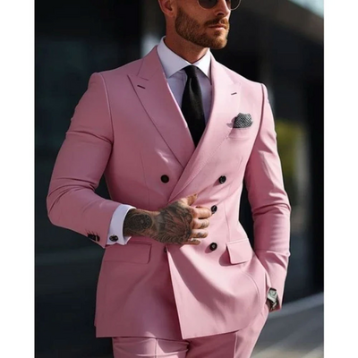 Zweireihiger Herren mit Sechs Knöpfen Hochzeitsgast Anzug | Elegant