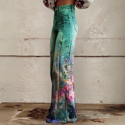 Schlaghose mit abstraktem Print Für Damen