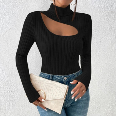 Gerippter Cut-Out-Pullover Für Damen