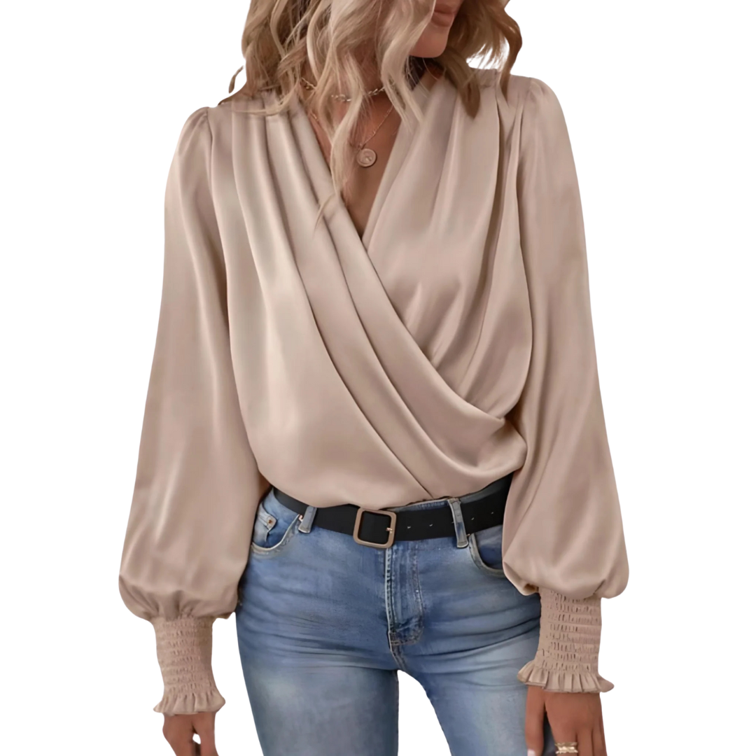 Drapierte Langarmbluse für Damen