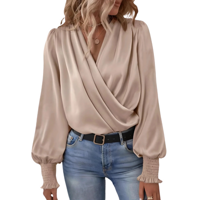 Drapierte Langarmbluse für Damen