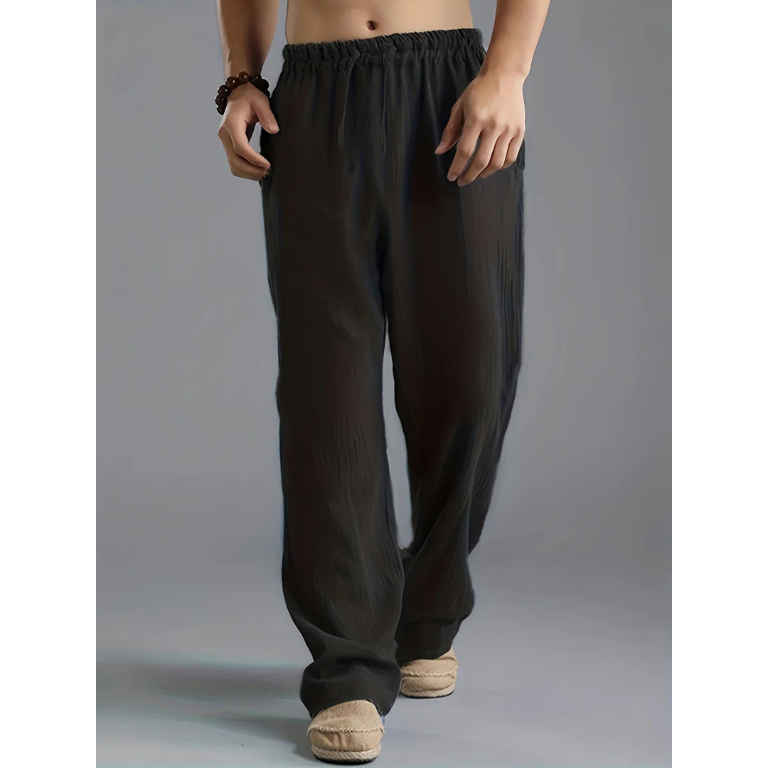 Herrenhose Mit Weitem Bein Und Mittlerer Taille | Sommer