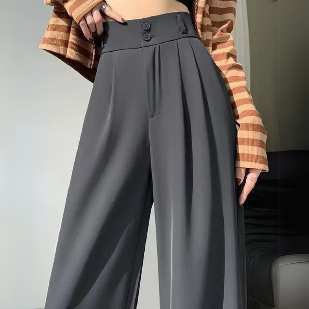 Hochgeschnittene Weitbein-Hose Für Damen