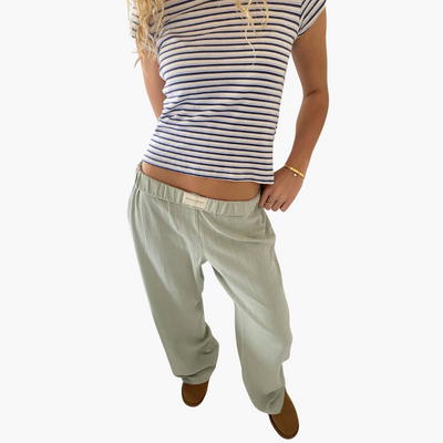 Damen Loungehose mit elastischem Bund und weitem Bein