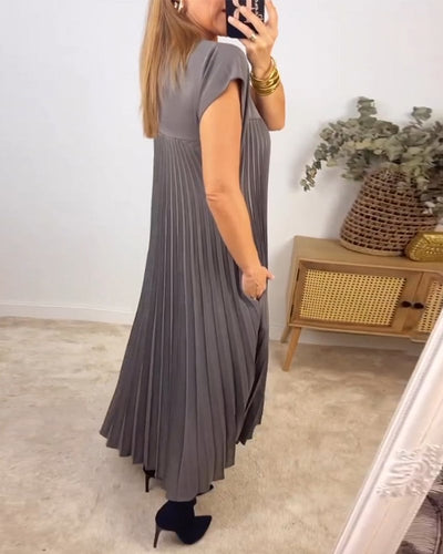 Damen Sommerkleid mit Rundhalsausschnitt und Falten