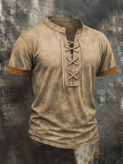 Herren T-Hemd Mit Verwaschenem Gebrauchter Look Und Kordelzug