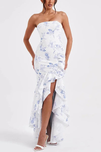 Lindsay® | Sexy Off-Shoulder-Maxikleid mit schmaler Passform und unregelmäßigem Saum