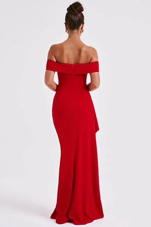 Leah® | Schulterfreies Maxikleid mit hohem Schlitz