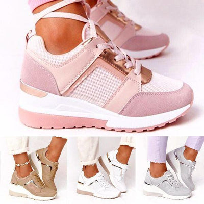 Damen Sneakers mit Schnürverschluss und Wedge-Platform-Sohle