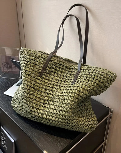 Boho Damentasche – Handgewebte Strandtasche mit Quasten & Details