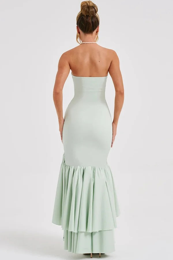 Lindsay® | Sexy Off-Shoulder-Maxikleid mit schmaler Passform und unregelmäßigem Saum