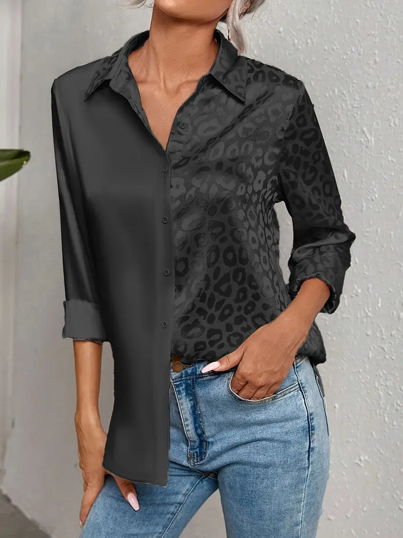 Mira | Schicke Bluse mit Leopardenmuster und Knopfleiste