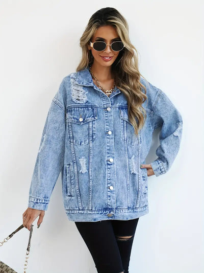 Trendige jeansjacke in übergroße für frauen