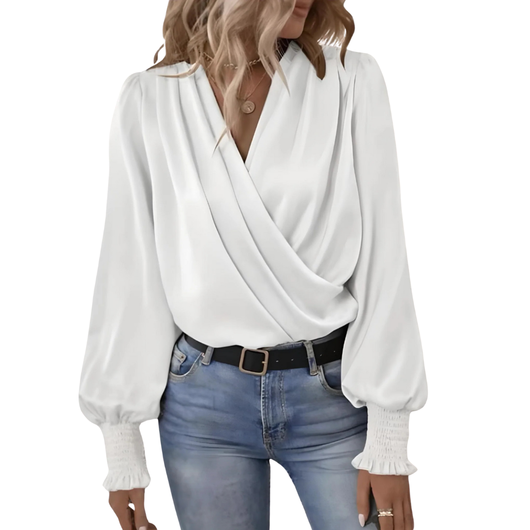 Drapierte Langarmbluse für Damen