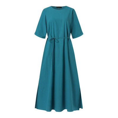 Emilia - blaues baumwoll-maxikleid