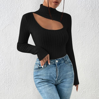 Gerippter Cut-Out-Pullover Für Damen