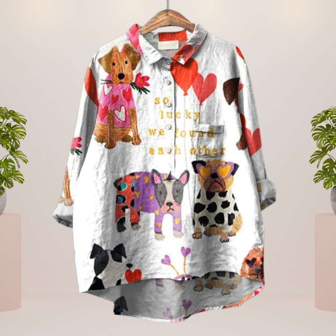 Bertina | Trendy Modisches Print Kunst Shirt