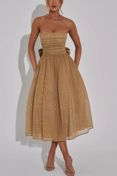Kaylee® | Sexy schulterfreies, rückenfreies, sexy Maxikleid mit Schleife