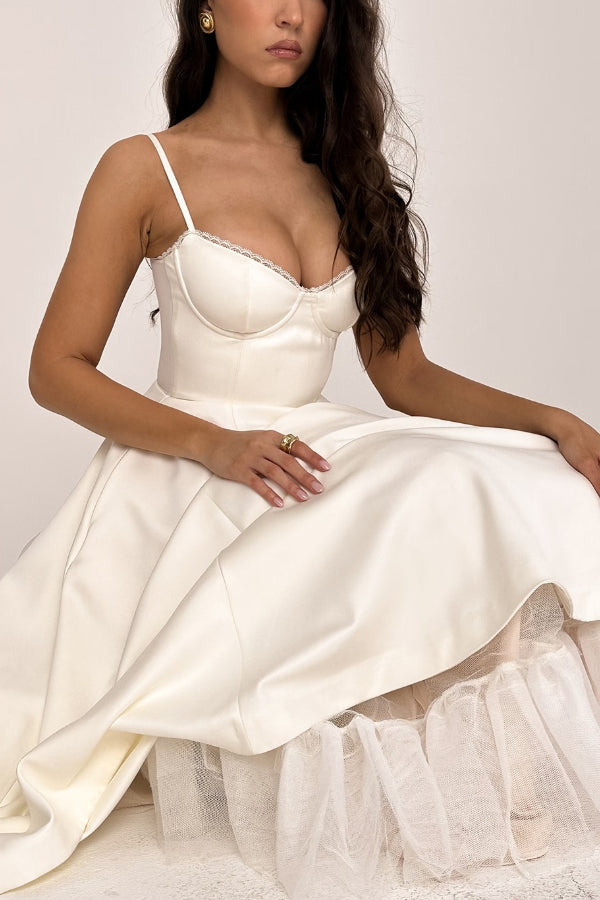 Lorraine® | Trägerloses, ärmelloses Tutu-Maxikleid mit V-Ausschnitt