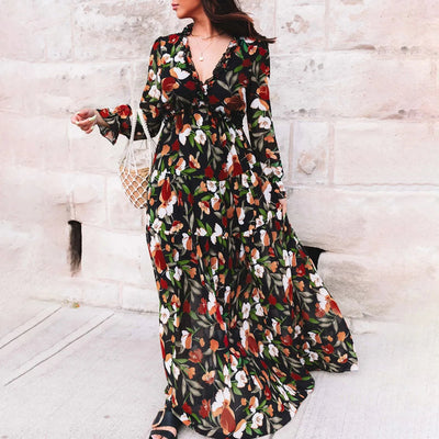 Carla's blumen-print maxikleid
