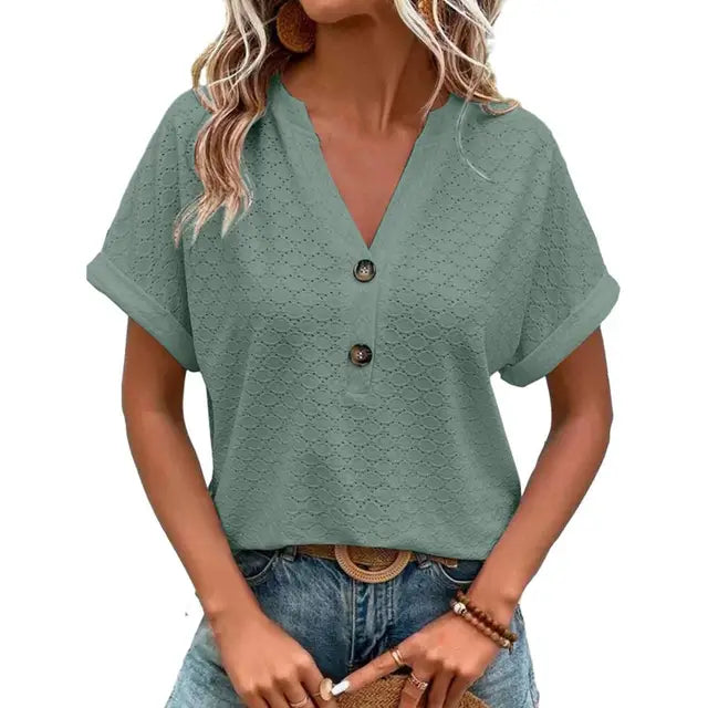 T-Shirt mit Knopfdetails für Damen