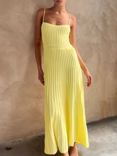 Geripptes Strick-Midikleid – Ärmelloses Sommerkleid