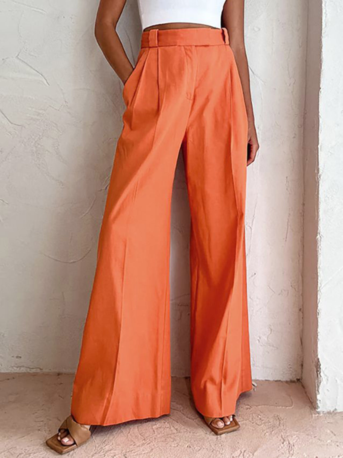 Damen Leinen-Baumwolle Weite Hose – Luftige Sommerhose