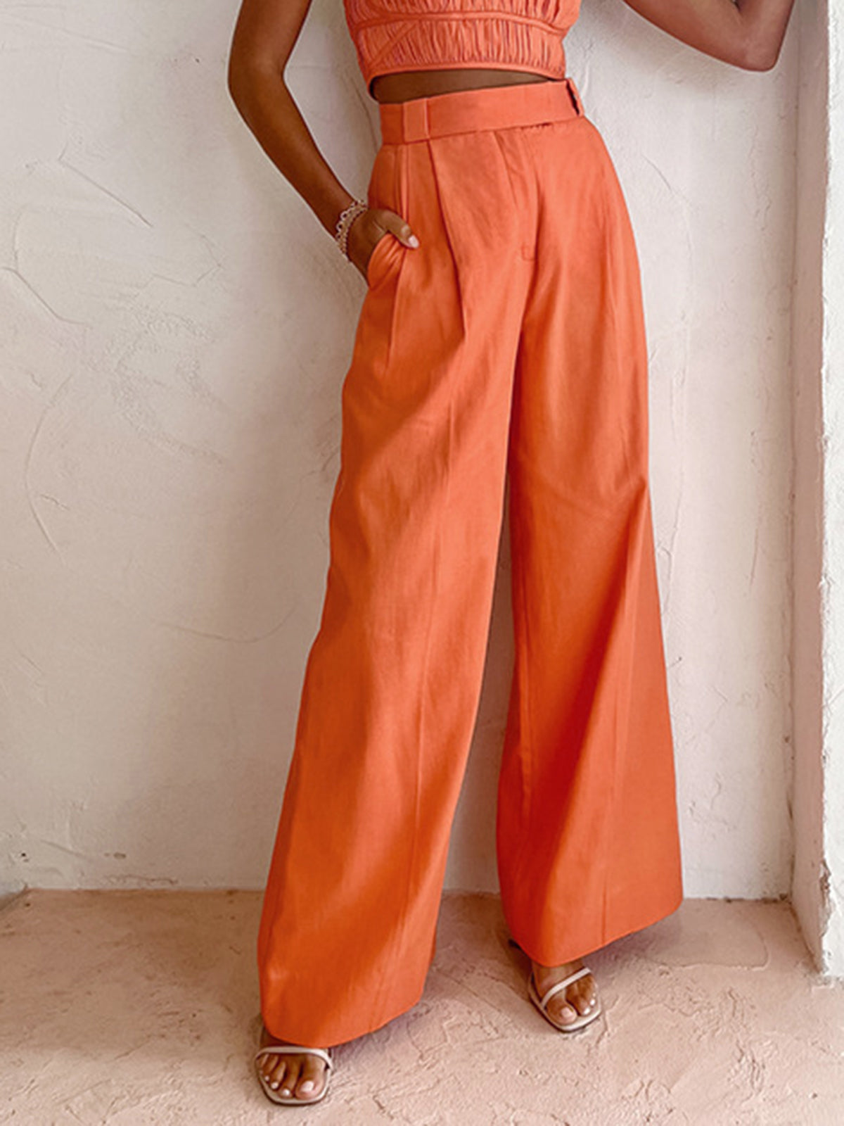 Damen Leinen-Baumwolle Weite Hose – Luftige Sommerhose