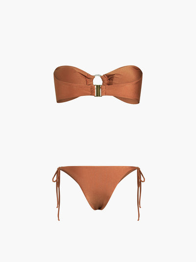Kupferfarbenes Bikini-Set – Veganes Leder-Look Bademode