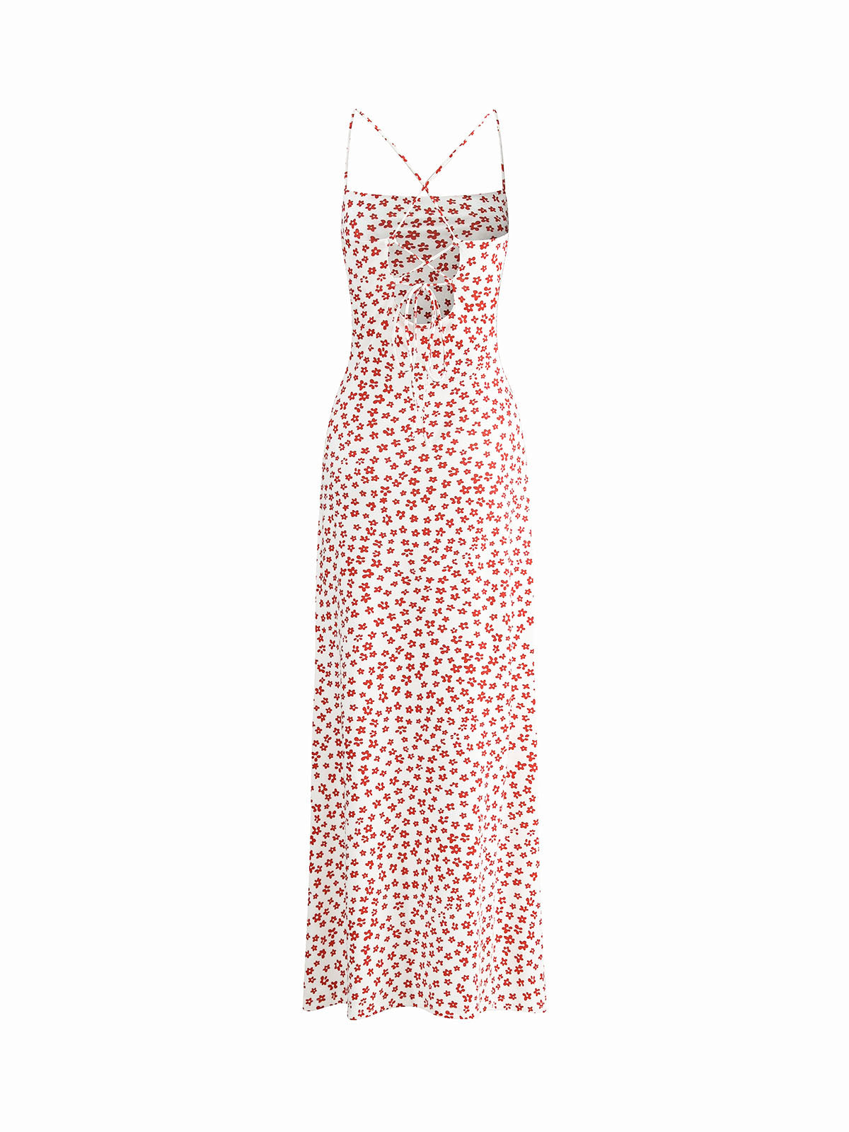 Langes Sommerkleid mit Blumenmuster – Rückenfrei, Fließend