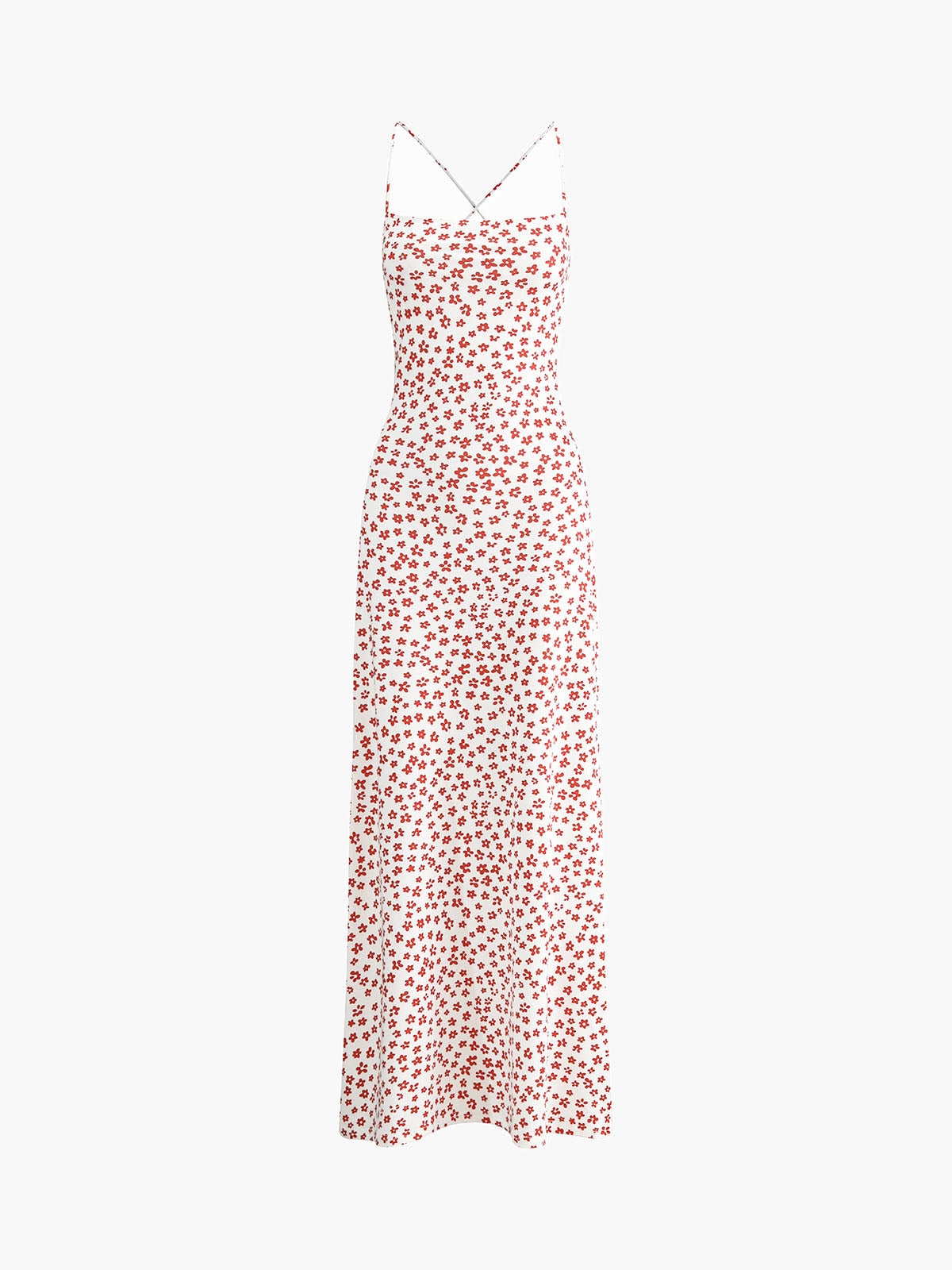 Langes Sommerkleid mit Blumenmuster – Rückenfrei, Fließend