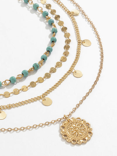Boho Türkis Multi-Layer Halskette – Verstellbarer Statement-Schmuck
