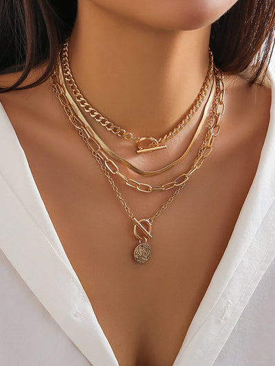 4er Set Chunky Stacking Halskette – Trendiger Statement-Schmuck