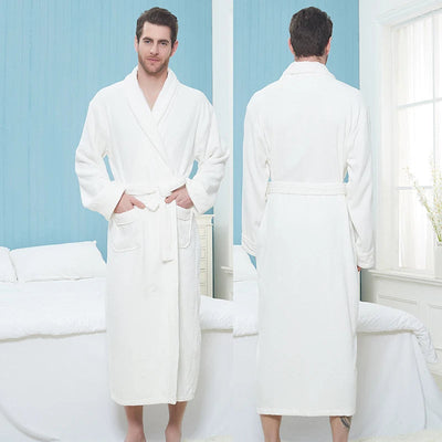 Bademantel – Herren-Fleece-Bademantel, lang, mit Handtuch, Morgenmantel
