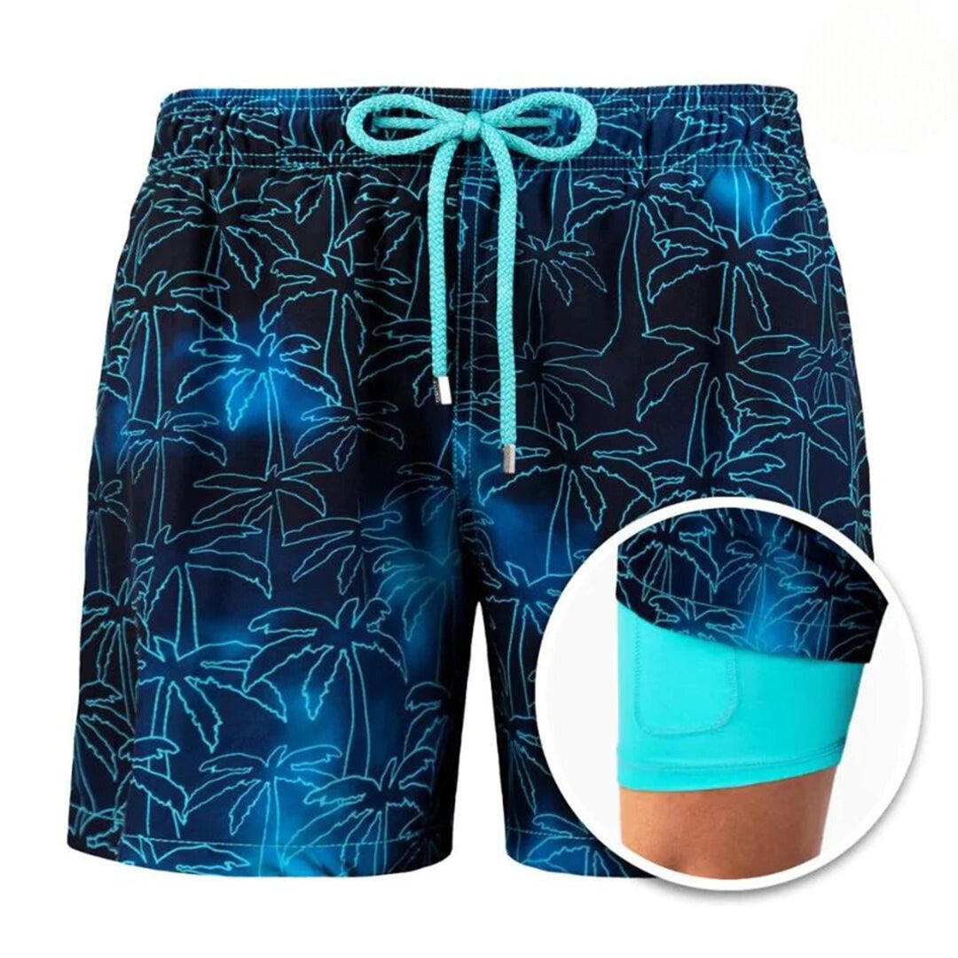 Badeshorts | Elastischer Bund | Doppellagig | 2-in-1-Shorts | Boardshorts