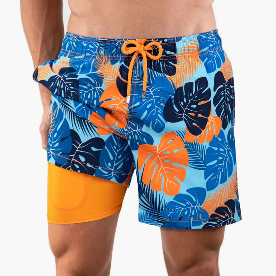 Badeshorts | Elastischer Bund | Doppellagig | 2-in-1-Shorts | Boardshorts