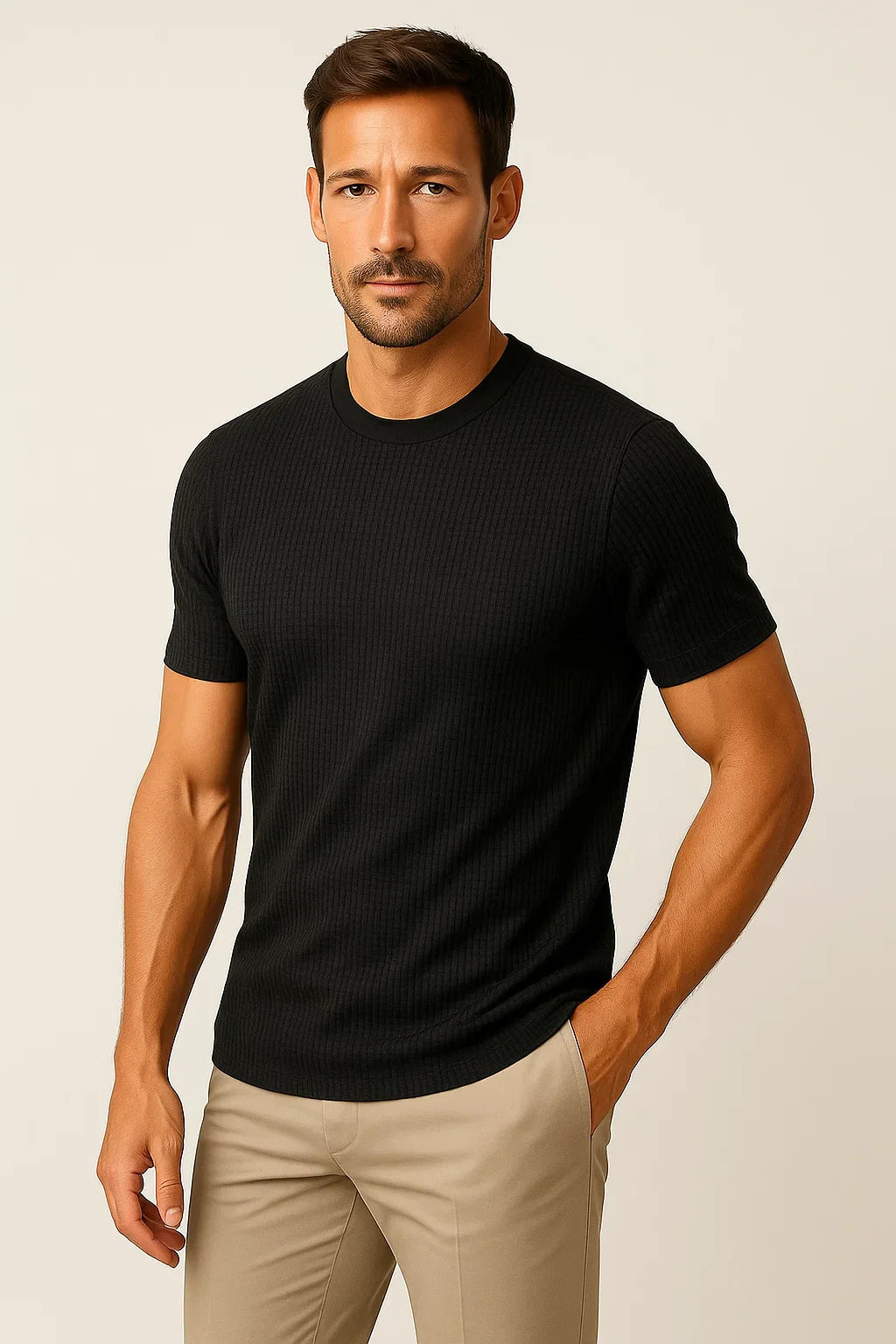 Bequemes T-Shirt mit Waffeltextur