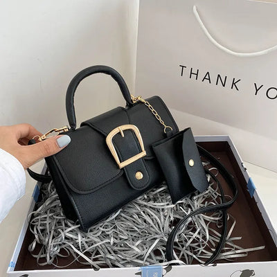 Elegante Damenhandtasche mit Schnalle – Vegan Leder Schultertasche