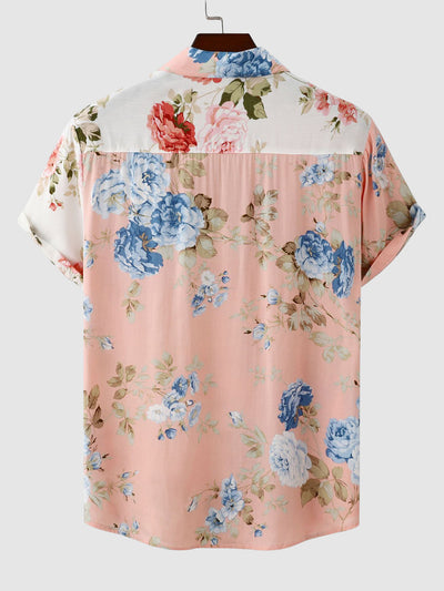 Blumenhemd | Bedruckt | Kurzarm | Hemd mit Knopfleiste | Herrenhemden