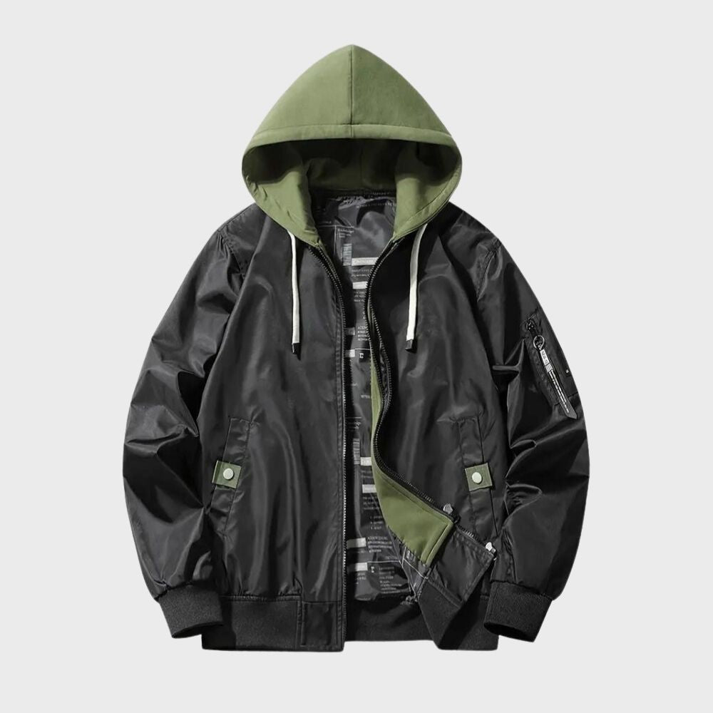 Bomberjacke – winddichte Herbstjacke für Herren mit Kapuze und Reißverschluss