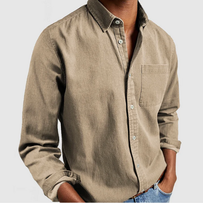 Button-Up Hemd - Casual - Langarm - Denim Hemd - Herrenhemden