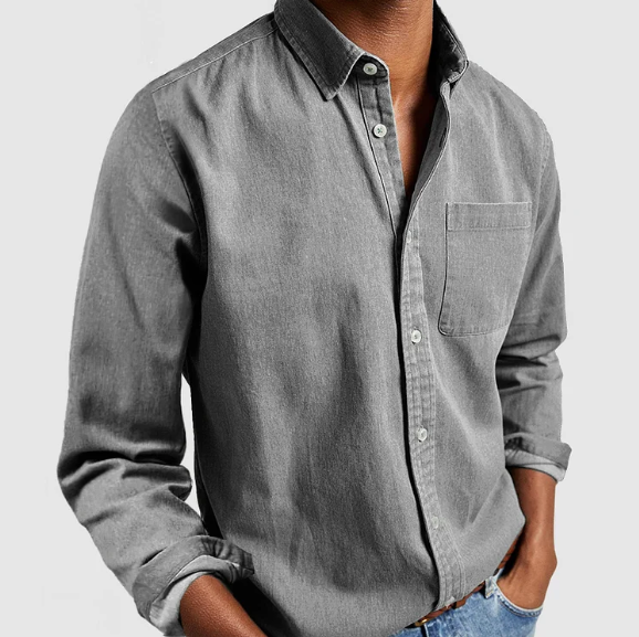 Button-Up Hemd - Casual - Langarm - Denim Hemd - Herrenhemden