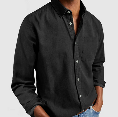 Button-Up Hemd - Casual - Langarm - Denim Hemd - Herrenhemden