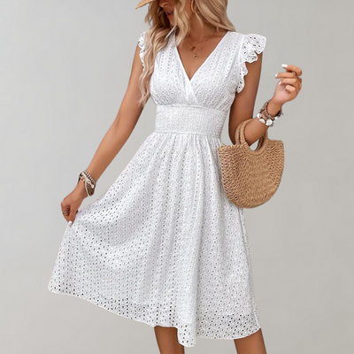 Elegantes sommerkleid für frauen mit rüschen