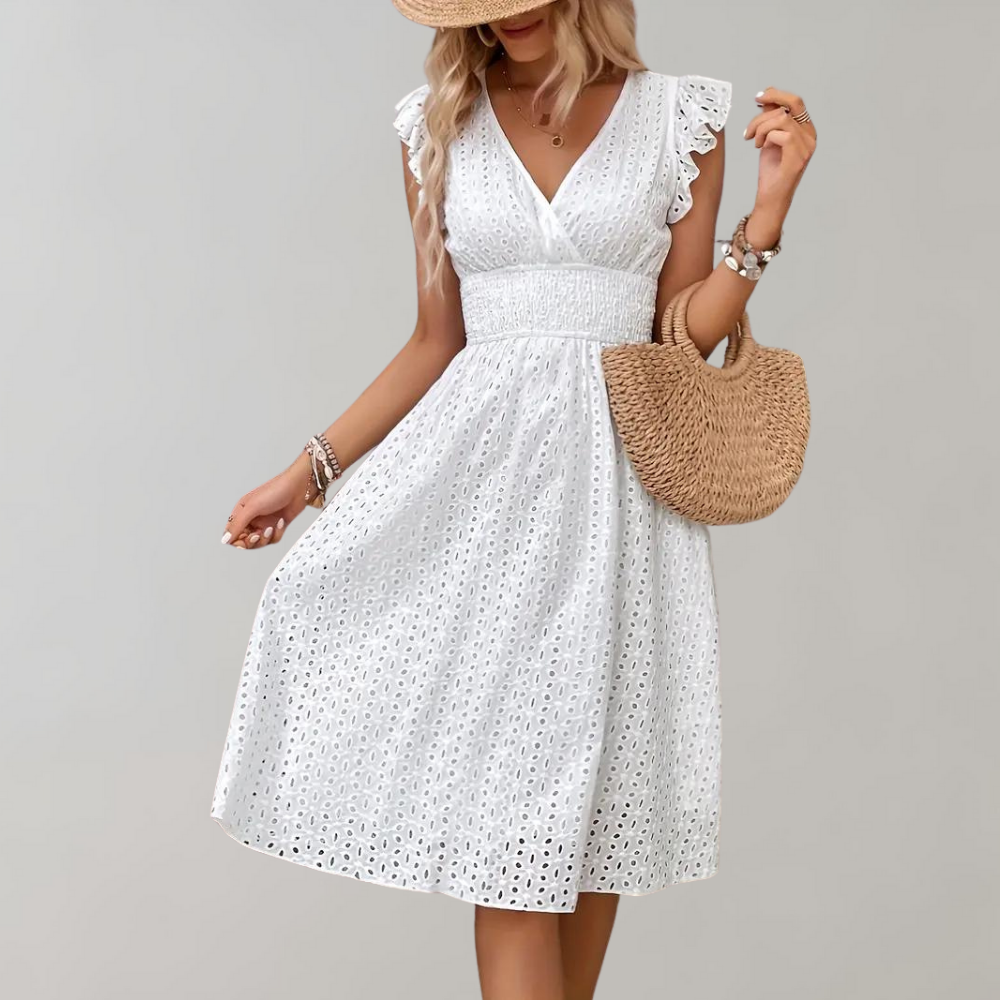 Elegantes sommerkleid für frauen mit rüschen